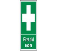 V Safety 31005AU-R First Aid Room Sign - Portrait - 200mm x 300mm - 1mm Rigid Plastic, Green