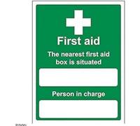 V Safety 31010AN-S Box Situated/Person In Charge Sign - Portrait - 150mm x 200mm - Self Adhesive Vinyl, Green