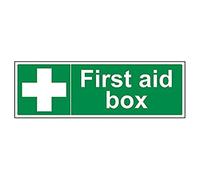 V Safety 31014BJ-R First Aid Box Sign - Landscape - 450mm x 150mm - 1mm Rigid Plastic, Green