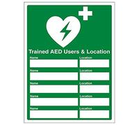 V Safety 31035BC-R'AED Trained AED Users and Location' Sign, 300 mm x 400 mm (Pack of 3)