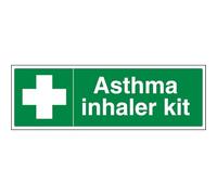 V Safety 31039BJ-R'Asthma Inhaler Kit' Sign, Landscape, 450 mm x 150 mm (Pack of 3)