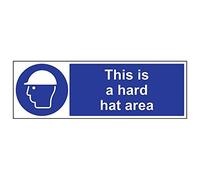 V Safety 41009BP-R'This Is A Hard Hat Area' Sign, Landscape, 600 mm x 200 mm (Pack of 3)