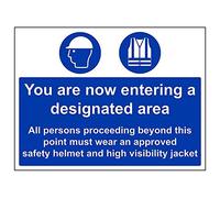 V Safety 41015BF-S'You Are Now Entering A Designated Area' Sign, 400 mm x 300 mm (Pack of 3)
