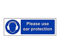 V Safety 41029AX-R'Please Use Ear Protection' Sign, Landscape, 300 mm x 100 mm (Pack of 3)