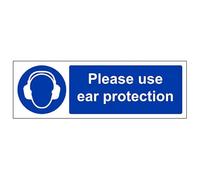 V Safety 41029BP-S'Please Use Ear Protection' Sign, Landscape, 600 mm x 200 mm (Pack of 3)