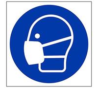 V Safety 41035AM-R'Mask Logo' Sign, Square, 150 mm x 150 mm (Pack of 3)