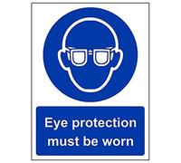 V Safety 41041AN-S'Eye Protection Must Be Worn' Sign, Portrait, 150 mm x 200 mm (Pack of 3)