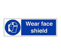 V Safety 41061AX-S'Wear Face Shield' Sign, Landscape, 300 mm x 100 mm (Pack of 3)