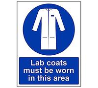 V Safety 41066BC-R'Lab Coats Must Be Worn In This Area' Sign, 300 mm x 400 mm (Pack of 3)