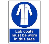 V Safety 41066BC-S'Lab Coats Must Be Worn In This Area' Sign, 300 mm x 400 mm (Pack of 3)