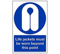 V Safety 41070AU-S'Life Jackets Worn Beyond This Point' Sign, 200 mm x 300 mm (Pack of 3)