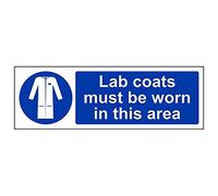 V Safety 41076AX-S'Lab Coats Must Be Worn In This Area' Sign, 300 mm x 100 mm (Pack of 3)