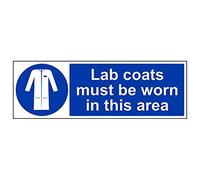 V Safety 41076BP-S'Lab Coats Must Be Worn In This Area' Sign, 600 mm x 200 mm (Pack of 3)