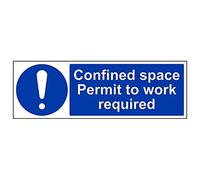V Safety 42014BJ-R'Confined Space/Permit To Work Required' Sign, 450 mm x 150 mm (Pack of 3)