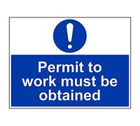 V Safety 42020BR-R'Permit To Work Must Be Obtained' Sign, 600 mm x 450 mm (Pack of 3)