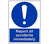 V Safety 43001BC-S'Report All Accidents Immediately' Sign, 300 mm x 400 mm (Pack of 3)