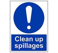 V Safety 43005BC-S'Clean Up Spillages' Sign, Portrait, 300 mm x 400 mm (Pack of 3)
