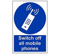 V Safety 43006AU-S'Switch Off All Mobile Phones' Sign, Portrait, 200 mm x 300 mm (Pack of 3)