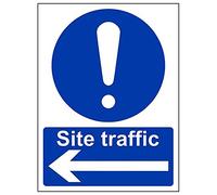 V Safety 43013AN-S'Site Traffic/Arrow Left' Sign, Portrait, 150 mm x 200 mm (Pack of 3)