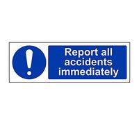 V Safety 43020AX-R'Report All Accidents Immediately' Sign, 300 mm x 100 mm (Pack of 3)