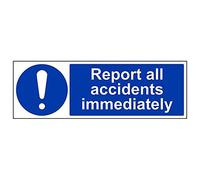 V Safety 43020BJ-S'Report All Accidents Immediately' Sign, 450 mm x 150 mm (Pack of 3)
