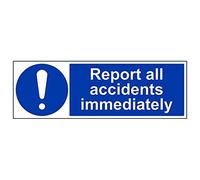V Safety 43020BP-R'Report All Accidents Immediately' Sign, 600 mm x 200 mm (Pack of 3)