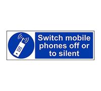V Safety 43029BP-S'Switch Mobile Phone Off Or Silent' Sign, 600 mm x 200 mm (Pack of 3)