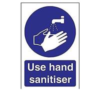 V Safety 43071AG-S Use Hand Sanitiser Sign - Portrait - 100mm x 150mm - Self Adhesive Vinyl, Blue