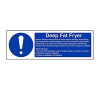 V Safety 44030AX-S'Deep Fat Fryer' Sign, Landscape, 300 mm x 100 mm (Pack of 3)