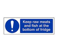 V Safety 44046AX-R'Keep Raw Meats/Fish At Bottom of Fridge' Sign, 300 mm x 100 mm (Pack of 3)