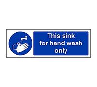 V Safety 44055AX-S'This Sink For Hand Wash Only' Sign, Landscape, 300 mm x 100 mm (Pack of 3)