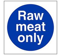V Safety 44071AF-R'Raw Meat Only' Sign, Square, 100 mm x 100 mm (Pack of 3)