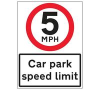 V Safety 5 MPH Car Park Speed Limit 450 x 600 mm - 3mm Reflective Aluminium Composite Safety Sign
