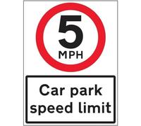 V Safety 5 MPH Car Park Speed Limit - 600x800mm Class RA1 Reflective 3mm Aluminium Composite Safety Sign