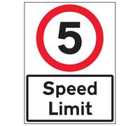 V Safety 5 Mph Speed Limit Traffic Sign - 3mm Aluminium Composite 450X600mm