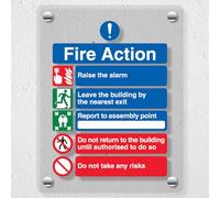 V Safety 5 Point Fire Action Notice/Do Not Take Risks - 150 x 200 mm - Acrylic Perspex Cast Clear Safety Sign