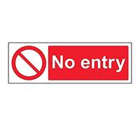 V Safety 52001AX-R No Entry Prohibition Sign - Landscape - 300mm x 100mm - 1mm Rigid Plastic, Red