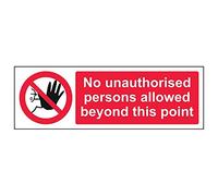 V Safety 52003AX-R'No Unauthorised Persons Beyond This Point' Sign, 300 mm x 100 mm (Pack of 3)