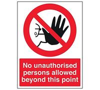 V Safety 52020BC-S'No Unauthorised Persons Beyond This Point' Sign, 300 mm x 400 mm (Pack of 3)