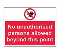 V Safety 52033BF-R'No Unauthorised Persons Beyond This Point' Sign, 400 mm x 300 mm (Pack of 3)