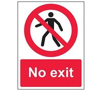 V Safety 52043AN-S'No Exit' Sign, Portrait, 150 mm x 200 mm (Pack of 3)