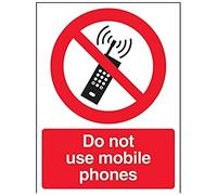 V Safety 53020AN-R Do Not Use Mobile Phones Sign - Portrait - 150mm x 200mm - 1mm Rigid Plastic
