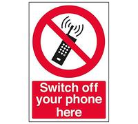 V Safety 53021AU-R'Switch Off Your Phone Here' Sign, Portrait, 200 mm x 300 mm (Pack of 3)