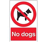 V Safety 54009AU-R No Dogs Prohibition Sign (Red) - Portrait - 200mm x 300mm - 1mm Rigid Plastic, Black/Red