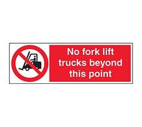 V Safety 56007BP-S'No Fork Lift Trucks Beyond This Point' Sign, 600 mm x 200 mm (Pack of 3)