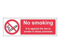 V Safety 57002AX-S'No Smoking/Against The Law' Sign, Landscape, 300 mm x 100 mm (Pack of 3)