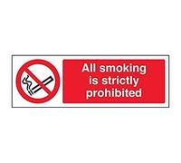 V Safety 57008AX-R'All Smoking Is Strictly Prohibited' Sign, 300 mm x 100 mm (Pack of 3)
