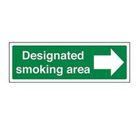 V Safety 57016AX-R'Designated Smoking Area/Arrow Right' Sign, 300 mm x 100 mm (Pack of 3)