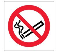 V Safety 57017AE-S No Smoking Logo Prohibition Sign - Square - 80mm x 80mm - Self Adhesive Vinyl, Black/Red