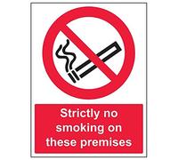 V Safety 57031BC-R'Strictly No Smoking On These Premises' Sign, 300 mm x 400 mm (Pack of 3)